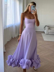 AOMEI 2024 Summer New Women's A-line Flower Skirt Elegant Retro Slim Fit Solid Color Long Party Dress Bridesmaid Dresses