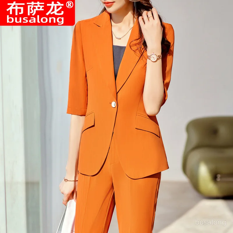 Spring and Autumn 3/4 Sleeve Suit Business Clothing Suit Hotel Manager Slim-Fitting New Suit Women's Workwear