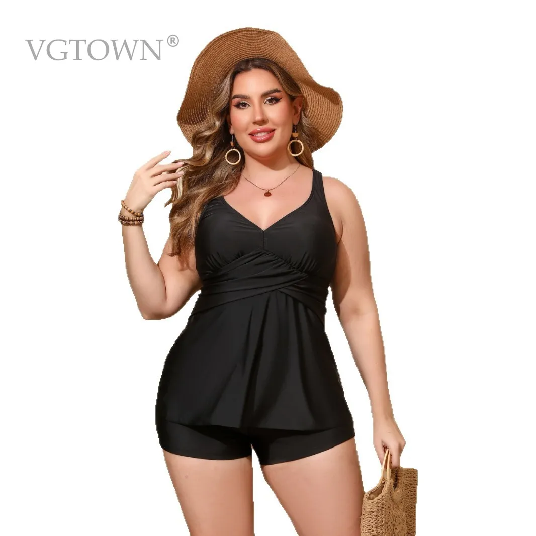 Plus Size 6XL Tankini Swimsuits For Women 2026 New Swimwear Two Piece Swim Top Tummy Control Bathing Suits