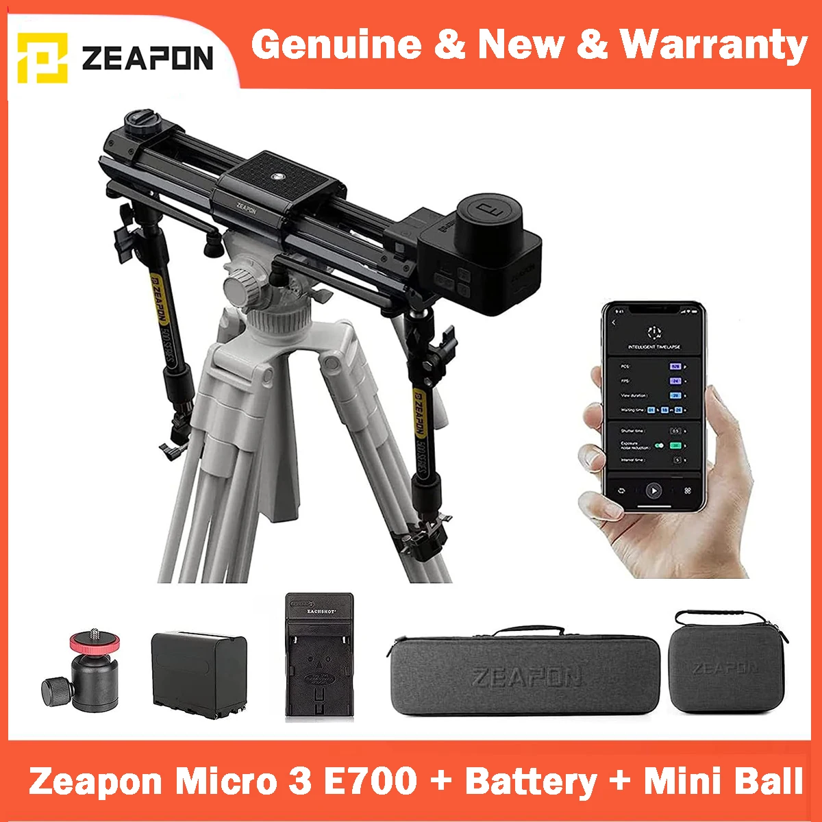 

Zeapon Micro 3 E700 Motorized Double Distance Camera Slider with Battery for DSLR Camera Video Movie Photography Camcorder