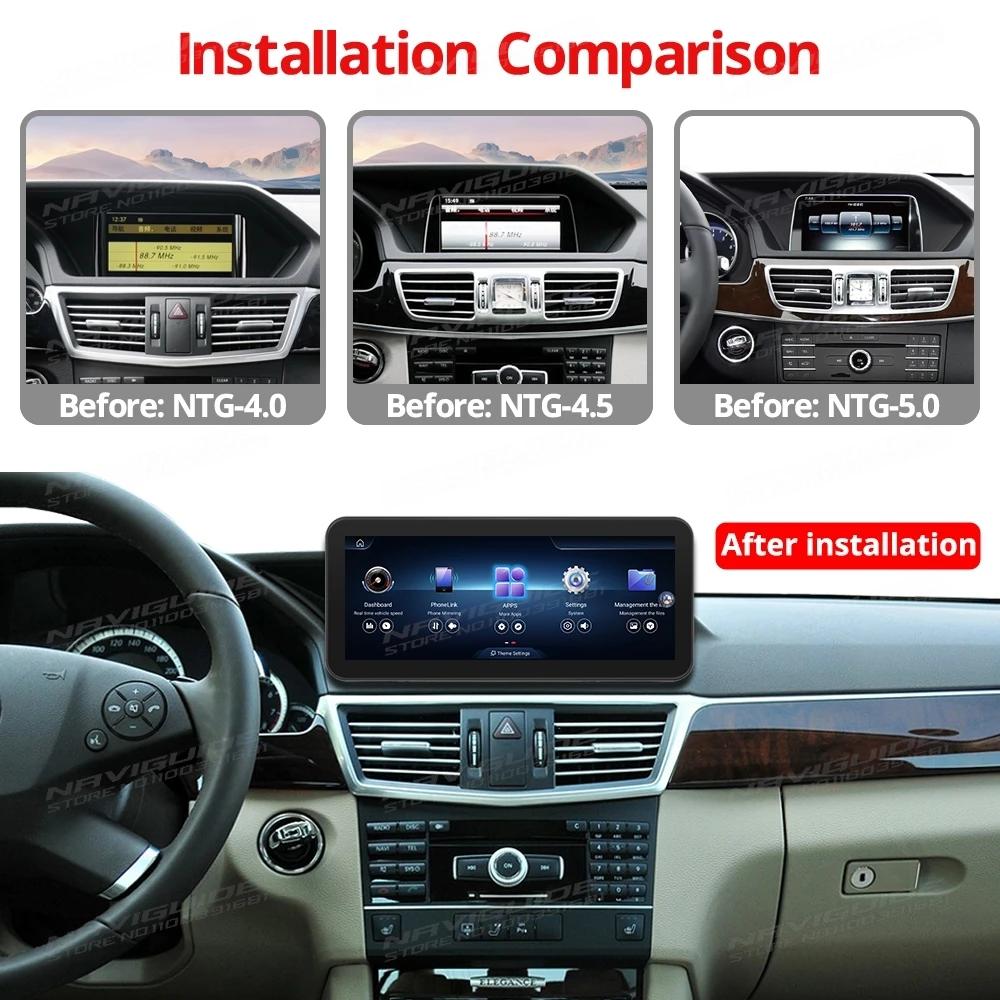 NAVIGUIDE Android13 For Mercedes E Class W212 NTG 5.0 System Wireless Carplay Android Auto Intelligent Car Multimedia Player DSP