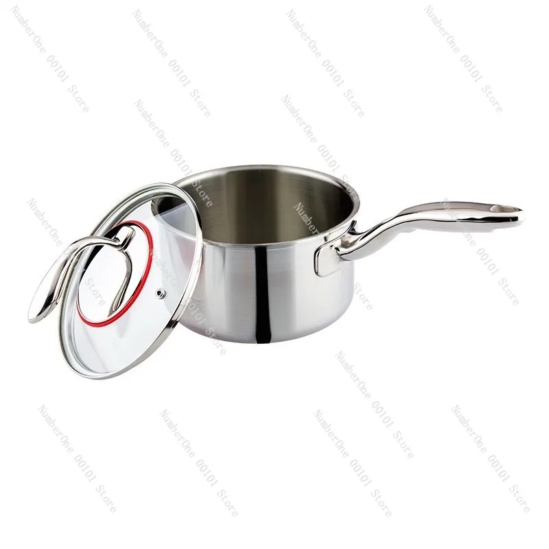18/10 Stainless Steel Milk Pot, Single Handle Small Stew Pot, Home Use Noodle Pot and Milk Warmer, Compact Kitchen Pot