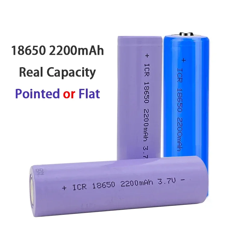 2PCS 18650 Battery True Capacity 100% New Original 3.7v 2200mah 18650 Rechargeable Lithium Battery for Flashlight Batteries