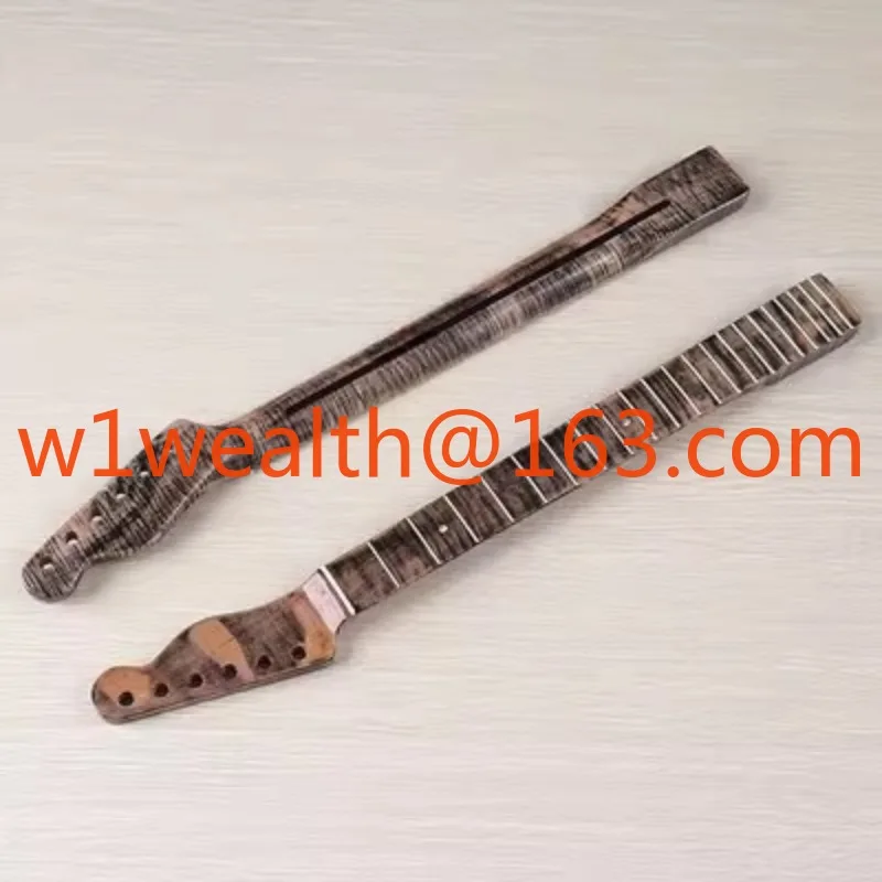 6-string 21-fret integrated electric guitar with tiger stripe neck,maple wood glossy guitar neck for DIY instrument modification