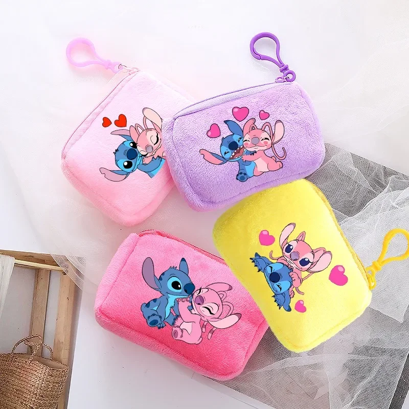 Disney Coin Purse Lilo & Stitch Plush Wallet Mini Portable Cartoon Print Small Storage Bag Multi-purpose Headphones Bags Gift