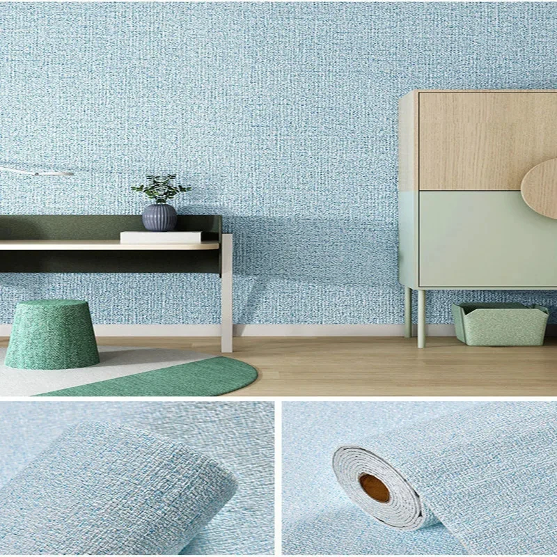 Linnen 3D-schuim zelfklevend PVC effen kleur verdikte waterdichte achtergrond muurrenovatie behang muurstickers woondecoratie