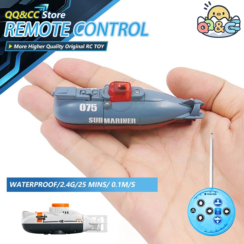 

RC Submarine 0.1M/s Speed Remote Control Boat Waterproof Diving Toy Mini Simulation Model Gift for Kids Boys Girls New Year Gift