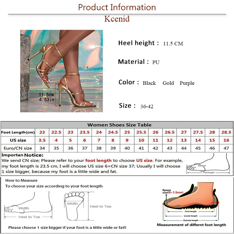 Kcenid Fashion Glitter Rhinestones Narrow Band Summer Sandals Women Pointed Toe Party Prom Sexy High Heels Buckle Strap Pumps