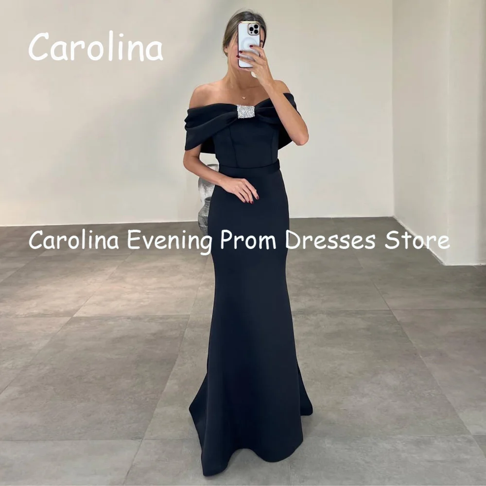 

Carolina Satin Mermaid Off-the-shoulder Ruffle Prom Gown Floor Length Saudi Evening Formal Elegant Party Dress for Women 2023