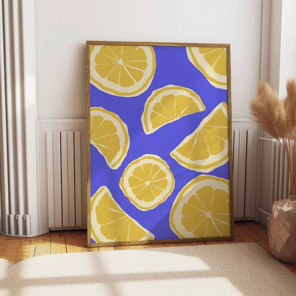 1PC Large-sized frameless canvas paintings,Cheerful Lemon Citrus Wall Art - Modern Pop Art Print Evoking the Zesty Joy of Summer