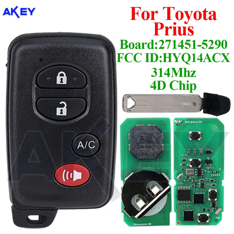 Remote Car Key For Toyota Prius / Plug-In 2010 2011 2012 2013 2014 2015 Keyless Entry Board 271451-5290 FCC ID: HYQ14ACX AC