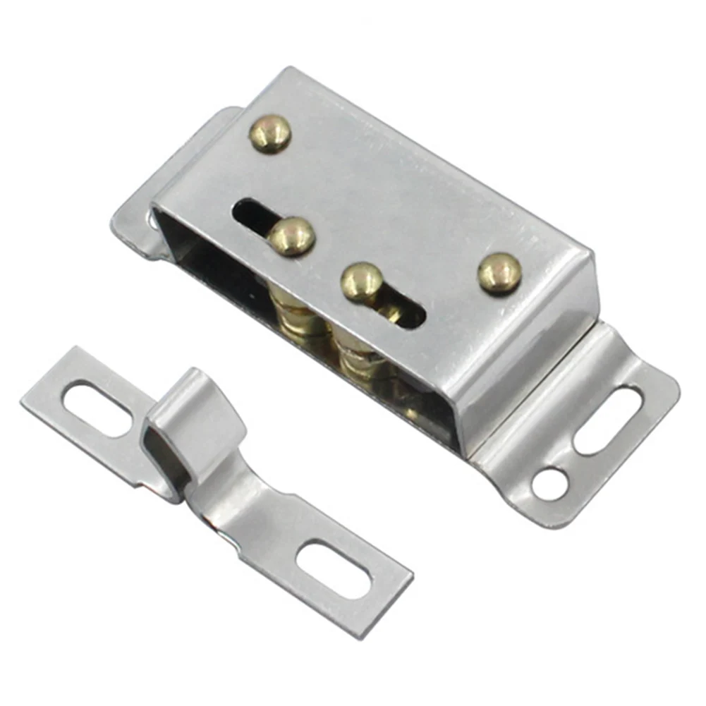 Pestillo magnético de acero inoxidable para puerta de autocaravana, herrajes de captura de doble rodillo, plateado