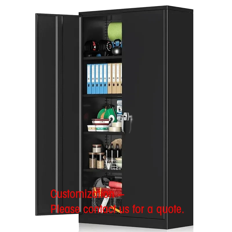 custom.Manufacture Office Steel Cabinet Storage Metal Filing Cabinet Iron 2 Door Metal Cupboard With 4 Adjustable Shelves