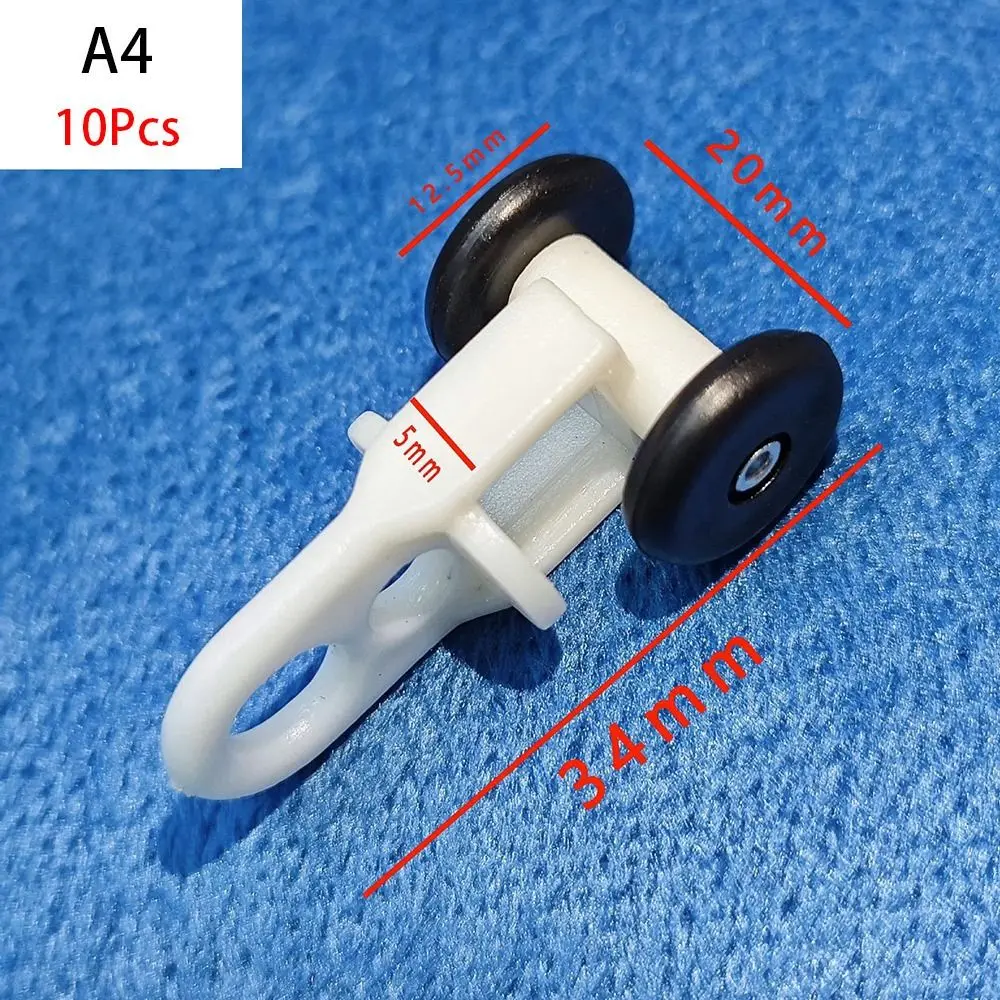 10Pcs Straight Curved Track Rollers Curtain Wheels Rail Curtains Hook Ring Slider Furniture Hardware Curtain Rod Pulley Hanging