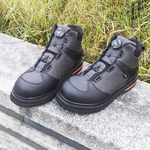 Zapatos de pesca con suela de fieltro de encaje autoblocante, botas de pesca para caza, senderismo, arrecife, roca, botas para vadear en río aguas arriba para pesca con mosca