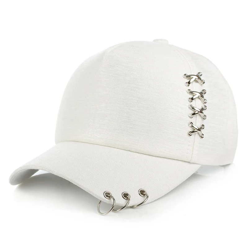 Belüftete merzerisierte Luxusmütze mit Metallringakzent – perfekt für Frühling/Sommer – Unisex-Stil für Männer und Frauen – Detail 1