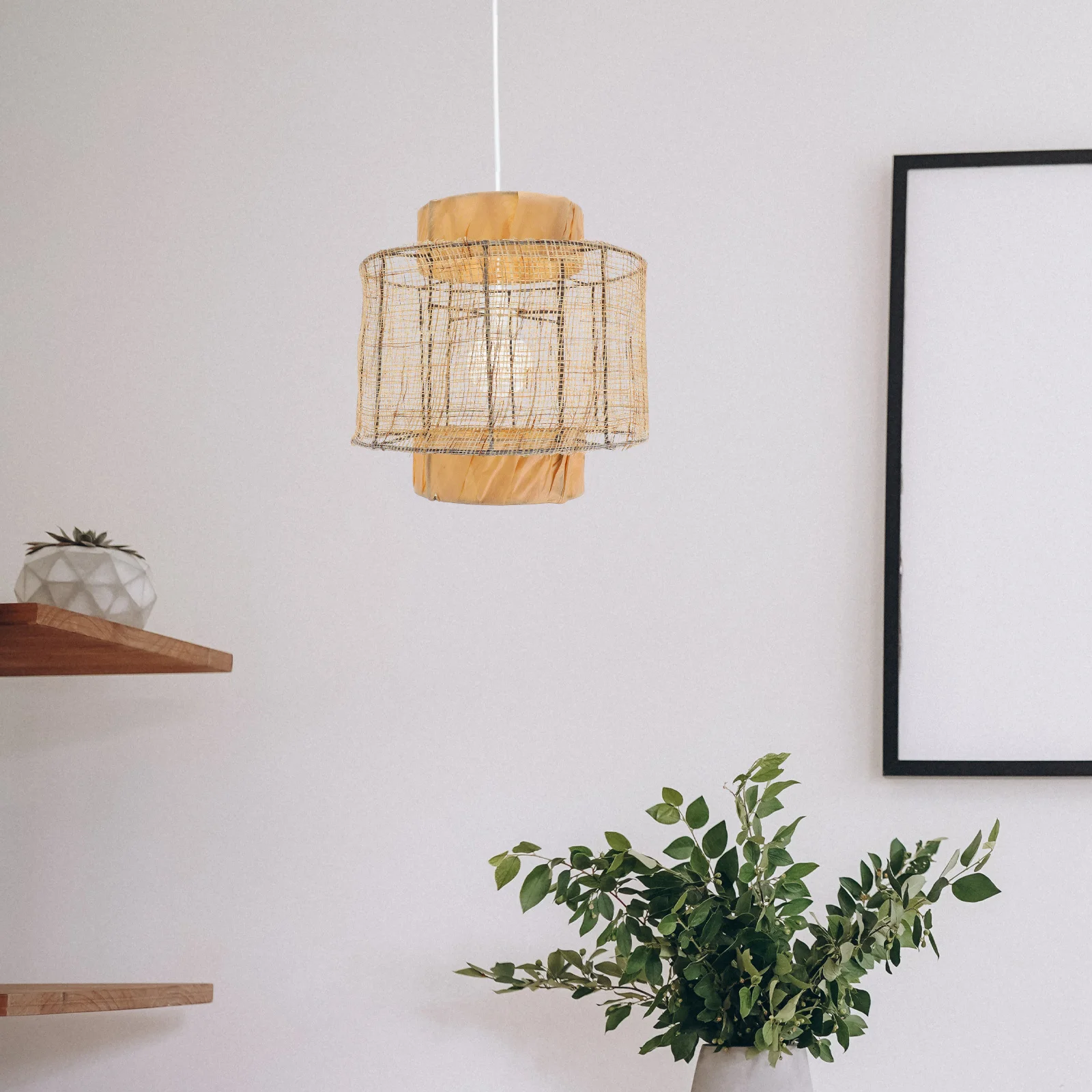 

1pcs Modern Woven Lamp Shade Replacement Flax Table Light Cover For Home Office Restaurant Small Boho Lantern Shades
