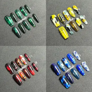 Zmijozelská manikúra nehty kočičí oči film kampus nehtové umění brnění cosplay rekvizity šperky kreslený tisk dekorace dívčí narozeninový dárek 12 nejlepší prodej Samolepka na nehty s motivem Harryho Pottera - №7