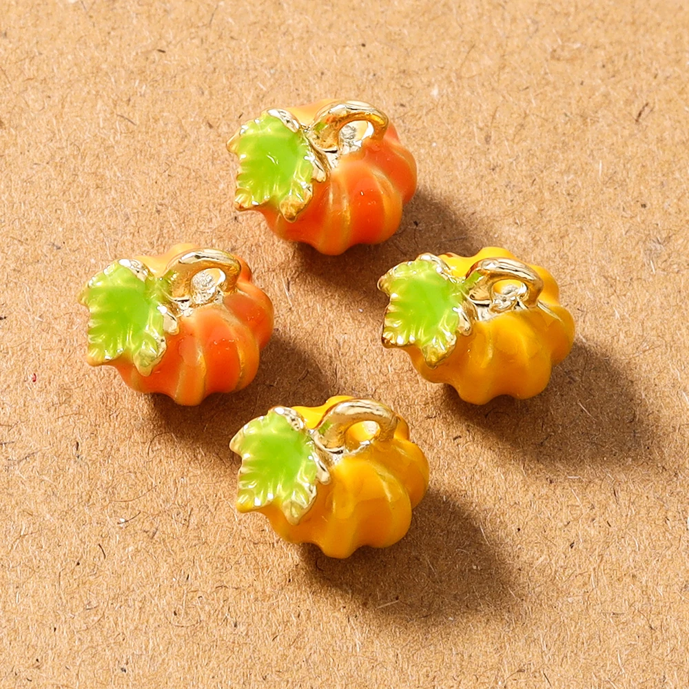 5pcs Cute Enamel 3D Pumpkin Charms Pendants for Necklace Earrings Bracelet DIY Handmade Jewelry Accessories Supplies