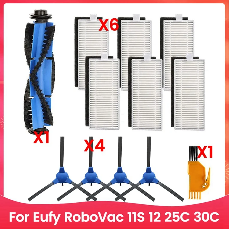 AT64 12PCS Vacuum Brush And Filter Kit For Eufy Robovac 11S 12 25C 30C Vacuum Cleaner Accessories