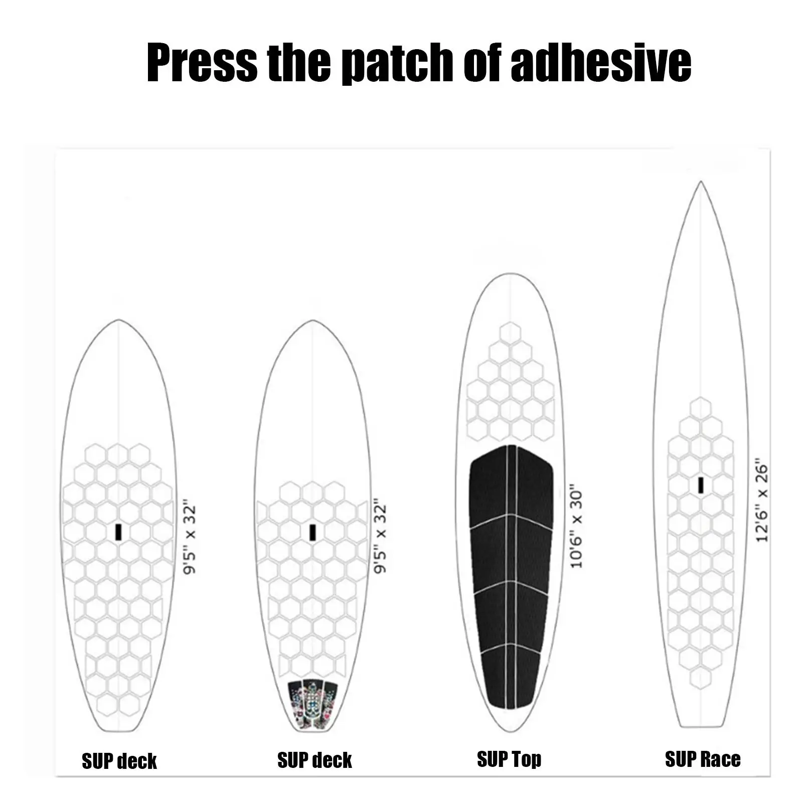 

Накладка для ручки доски для серфинга, 22-секционный противоскользящий шестиугольный коврик для палубы, набивка для серфинга, ручки для короткой доски, скимборда, кайтборда, вода