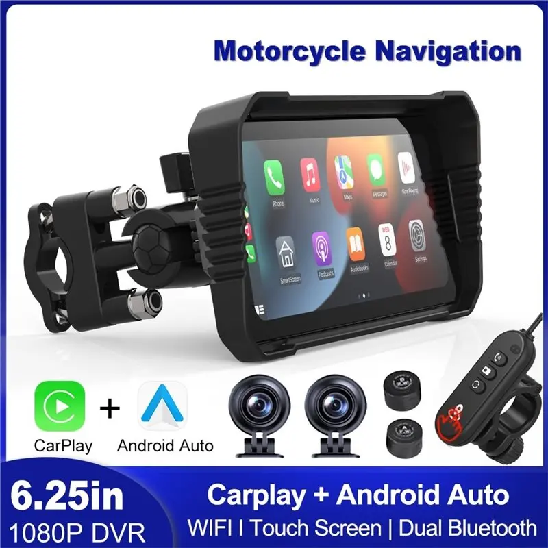 B03B-Motorcycle Dash Cam Motorcycle Navigation Recorder Waterproof Moto Monitor Motorcycle Carplay Dash Cam