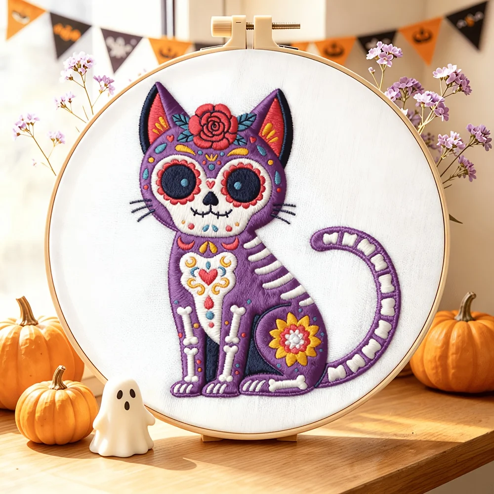 Beginner Friendly DIY Embroidery Kit Preprinted Fabric Embroidery Hoop Thread Needles Handcraft Project Festival Gift