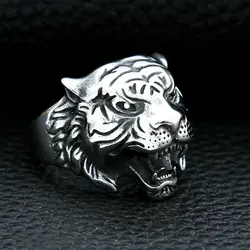 Detailed Domineering Tiger Ring For Men Stainless Steel Animal Biker Ring Cool Male Gothic Punk Animal Rings Jewelry Gift