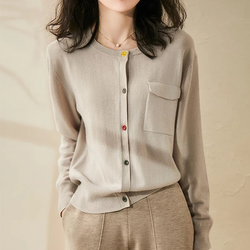 Autumn Winter Elegant Fashion Sweet Chic Solid Sweater Women Slim Button Casual Knitted Cardigan All-match Top Female Clothing