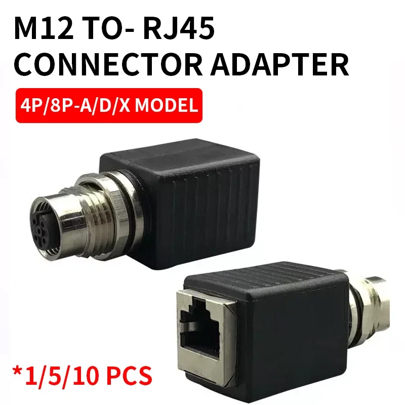 1/5/10 Sets M12 4P D type 8 pins A type X type to RJ45 connector adapter network cable to M12 male and female socket