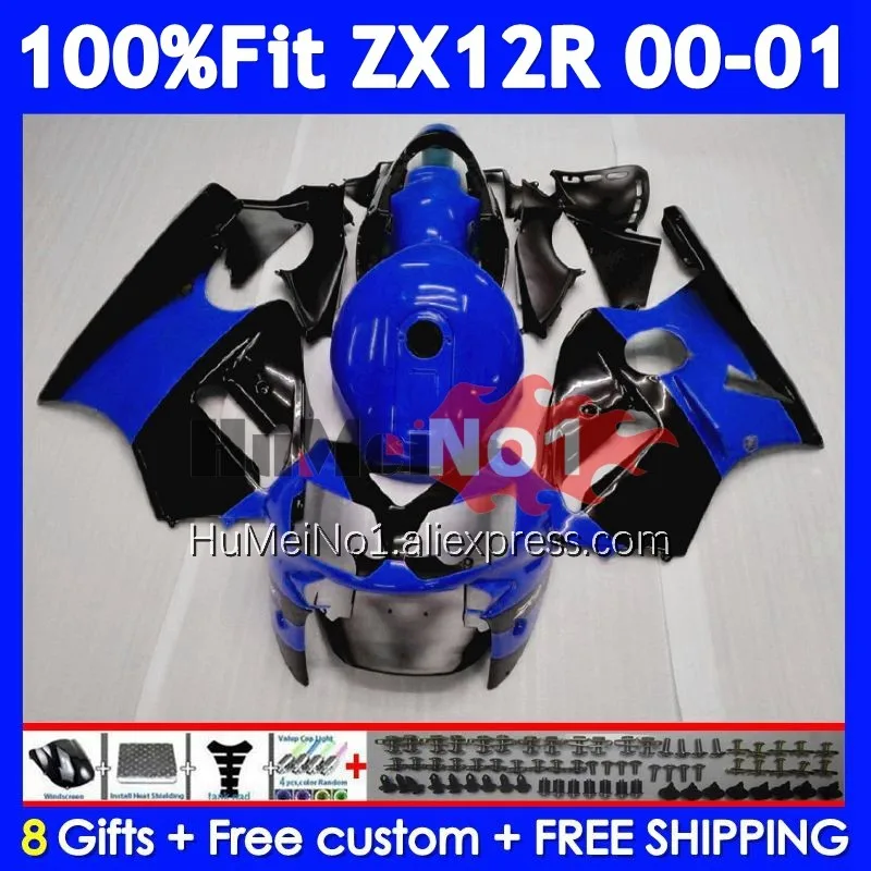 OEM Body For KAWASAKI NINJA ZX-12R ZX Stock Blue 12R 12 R 1200 225No.55 ZX1200 1200CC ZX12R 00 01 2000 2001 Injection Fairing