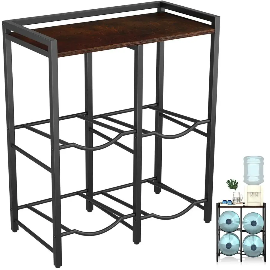 

Gallon Water Jug Holder for 4 Bottles with Rustic Brown Wood Top Shelf, 5 Gallon Water Jug Stand, 5 Gallon Water Bottle Holder,