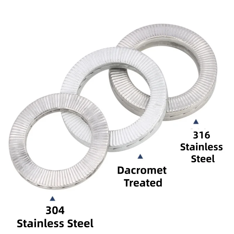 304/316Stainless Steel Dacromet Double Deck Self-Locking Washer Wedge Lock Loose Shock Proof Gasket M3 M4 M5 M6 M8 M10 M12-M56
