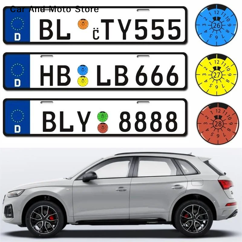 【CMO】2pcs 3D Gel Dome Sticker German Style Car License Plate Frame Raised Letter Design Waterproof Decal For Auto Number Plate