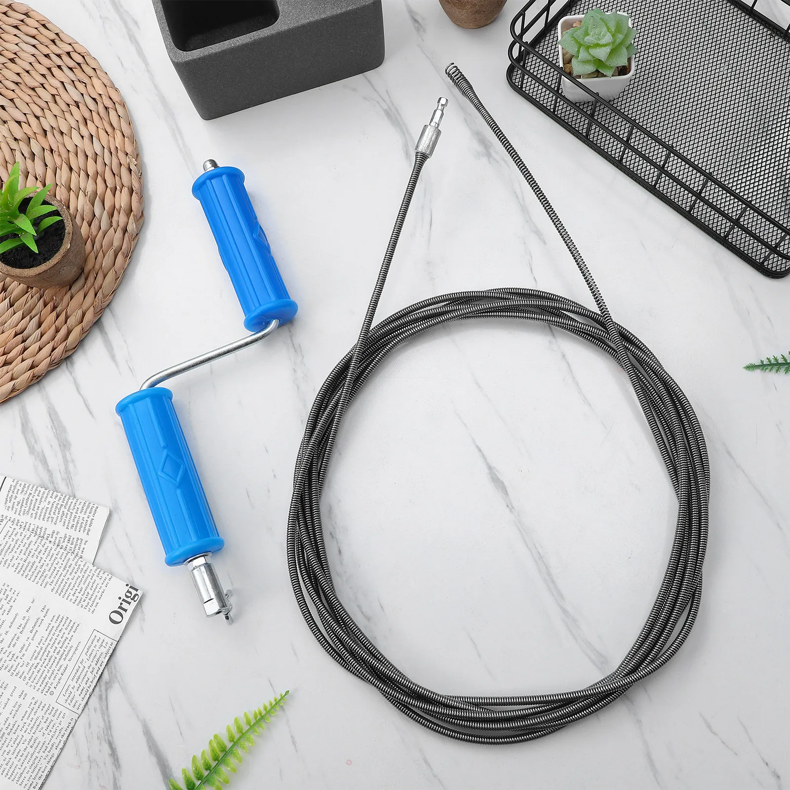 Drainage Tool 5M Flexible Plumbing Auger Manual Powered Grabber for Kitchen Bathroom Shower Sink Sewer Unblocking and Hair