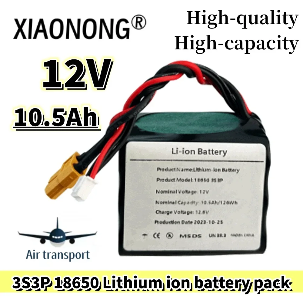 

NEW 3S3P 12V 10.5Ah High-Capacity UAV Rechargeable 12.6V Li-ion Battery for Various RC Airplane Quadrotor XH2.54-4P XT60