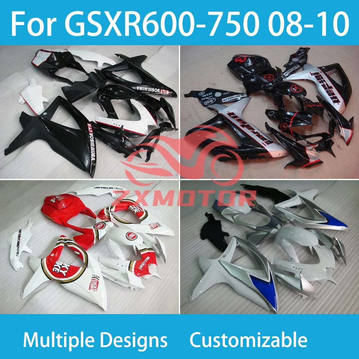 

Motorcycle Fairing Set for SUZUKI K8 GSXR600 GSXR750 2008 2010 Aftermarket Bodywork Full Fairings GSXR 600 750 08 10