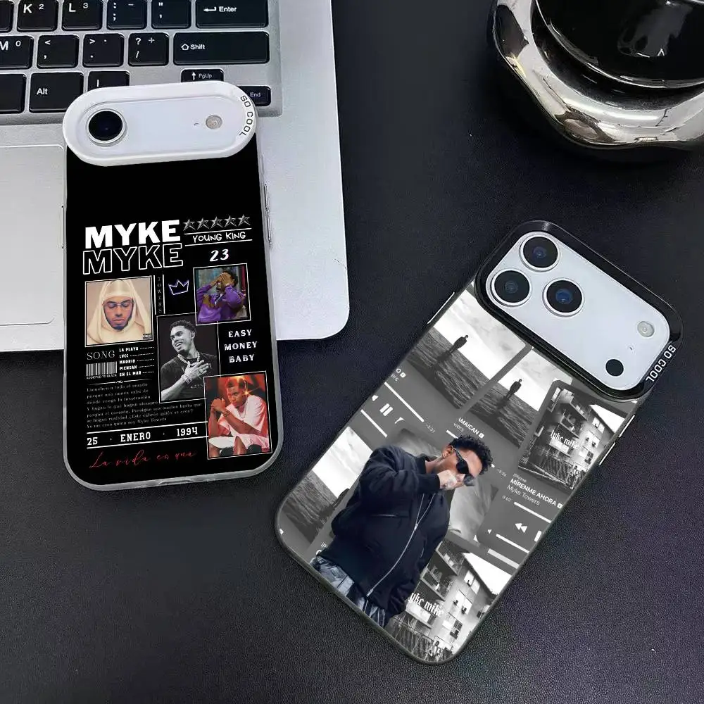مغني الراب مايك أبراج جراب هاتف آيفون 12 13 14 15 16 17 برو ماكس زائد حماية تصفيح غطاء الهاتف #2