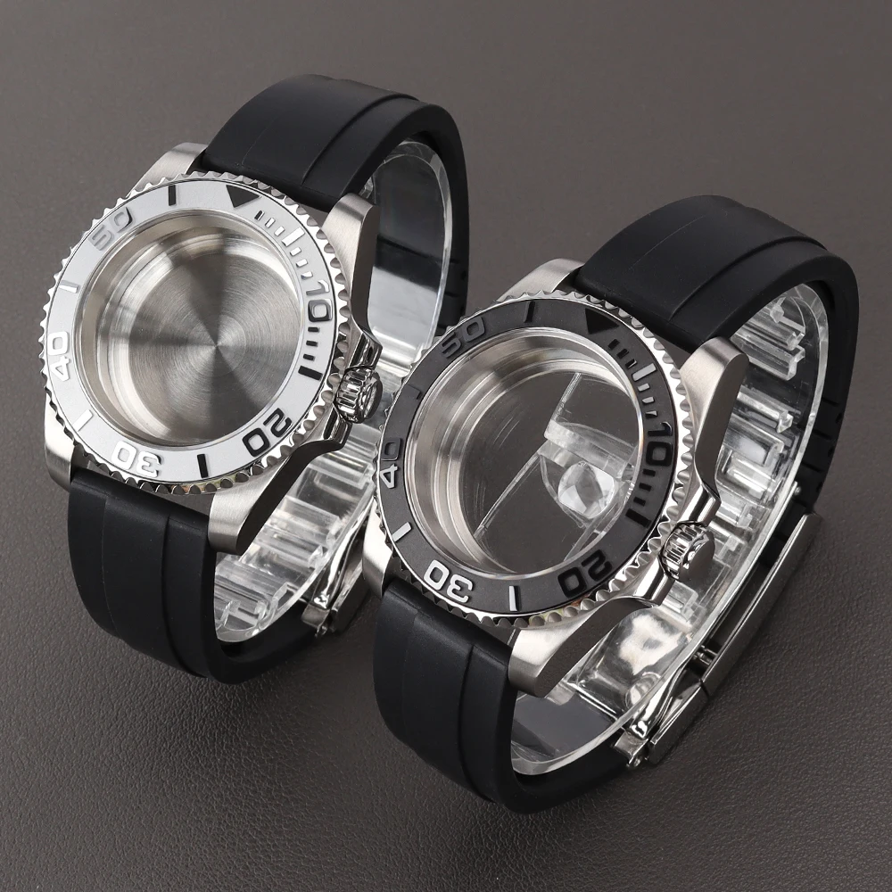 40mm Diving Watch Case Ceramic Bezel Sapphire Glass for NH35 NH36 NH34 NH72 Miyota8215 ETA2824 PT5000 Movement Yacht-master Case