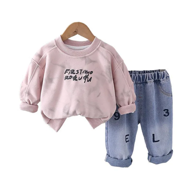 

Childrens Clothing 2025 Spring Autumn Baby Boy Clothes 12 to 18 Months Casual Letter Print Pulllover Tops and Pants Boys Outfits