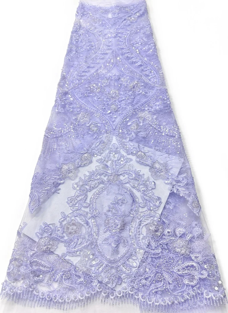 

African 3D Tulle Lace Fabric 2026 High-Quality Nigerian Beaded Sequined Lace Fabric Suitable for Women's Party Dress