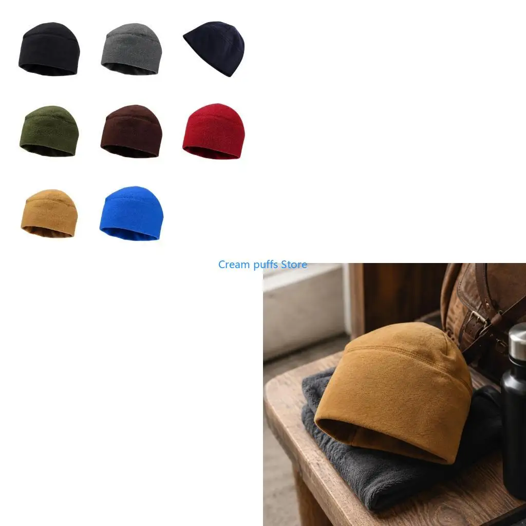 50LE Pull-On Fleece Skull Cap for Men, Soft Hat for Travel and Daily Use