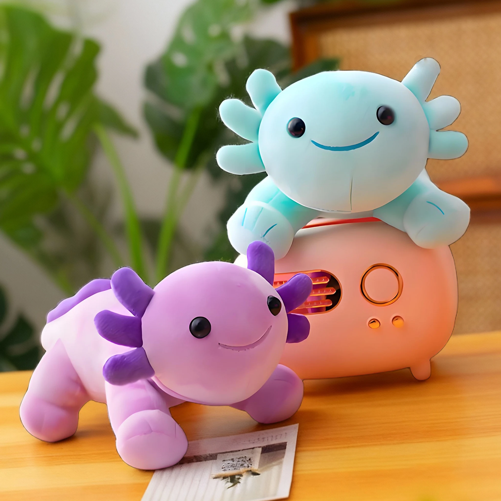 ตุ๊กตาอ็อกซ์โลตอลการ์ตูน ของเล่นตุ๊กตาผ้ากำมะหยี่ สีชมพู ฟ้า ม่วง เขียว ตุ๊กตาสัตว์นุ่มนิ่มน่ารัก ของสะสมสำหรับเด็กชาย เด็กหญิง เด็กๆ ของขวัญวันเกิด