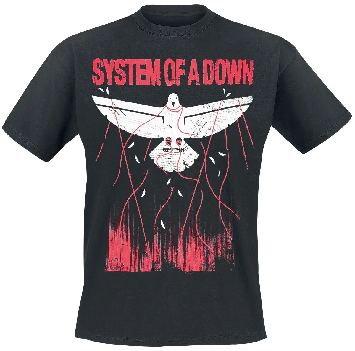 System of A Down Newspaper Dove Print Cotton T-shirt Men Women Nu Metal Band Unisex Short Sleeve Tee