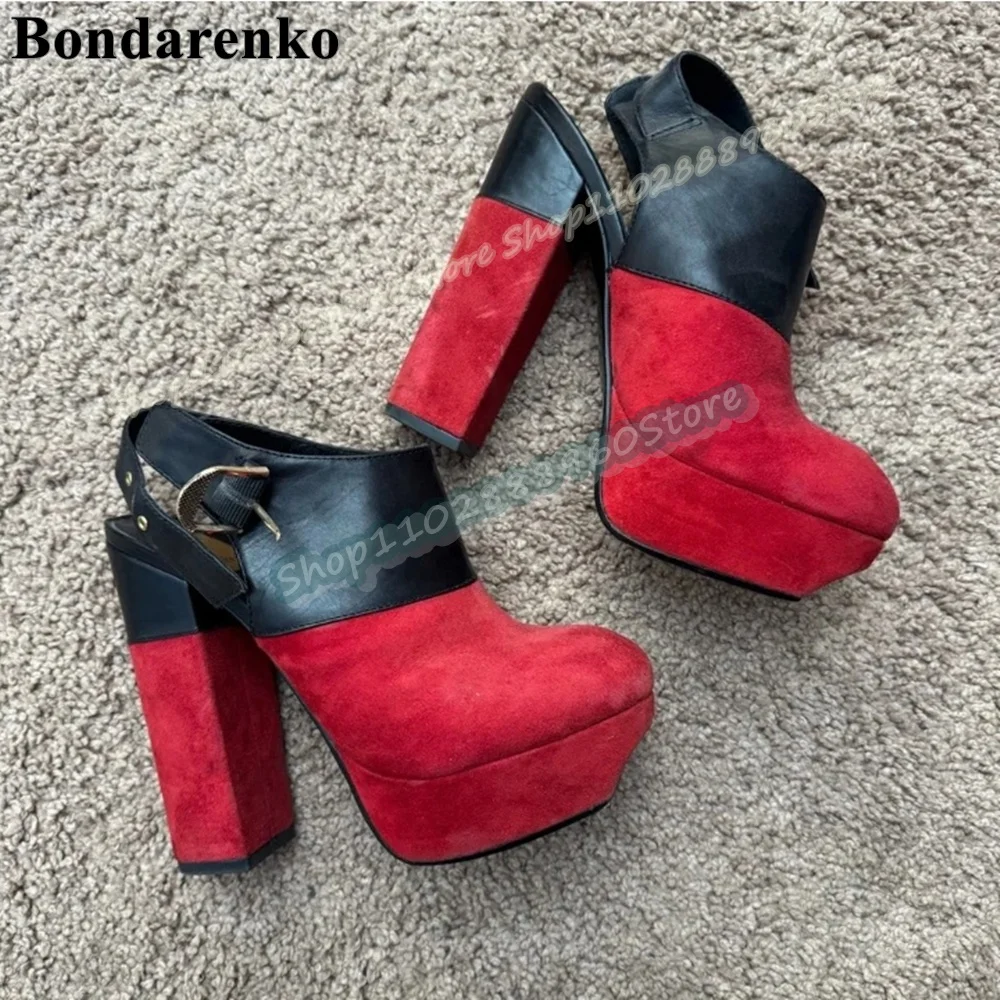

Stylish Mixed Patchwoek Platform Casual Sandals Chunky High Heel Shoes For Women Buckle Strap Peep Toe 2026 Zapatos Para Mujer