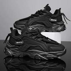 Men's thick soled breathable casual sports shoes four seasonal outdoor running shoes lace up soft soles walking shoes sneakers
