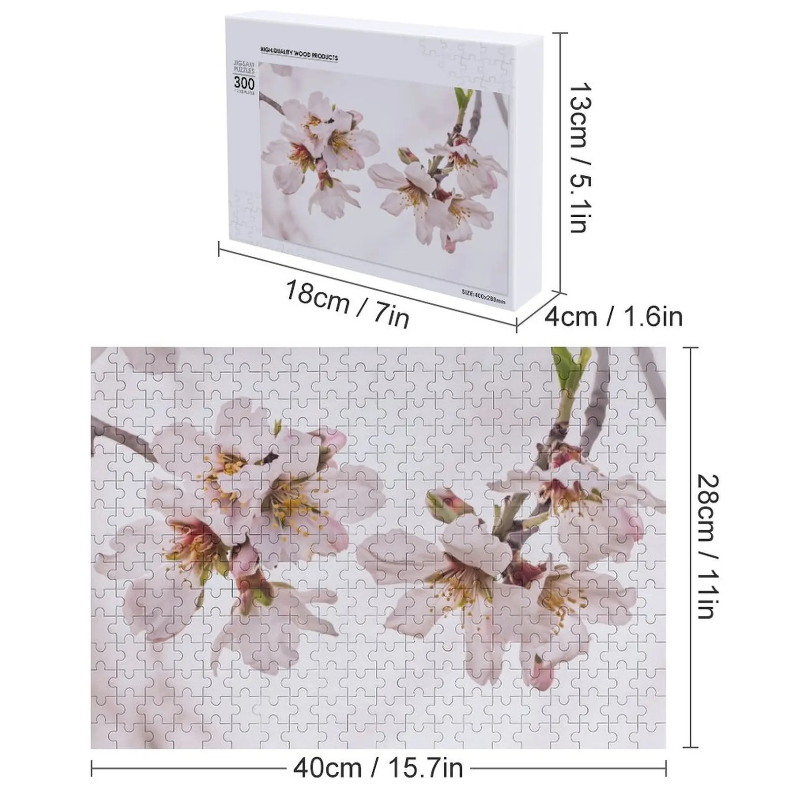 Árvore de amêndoa em flor - Fechar até flores Quebra-cabeça Woodens para adultos Presente personalizado Quebra-cabeça casado