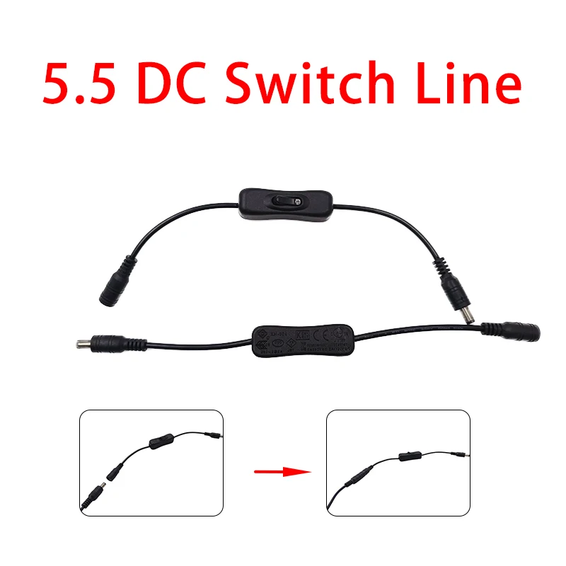 

Connect The Battery Switch DC 12V Bus Power Cord 5.5x2.1mm DC Connector On And Off The In-Line 304 Switch 5V 24V LED Strip Lamp