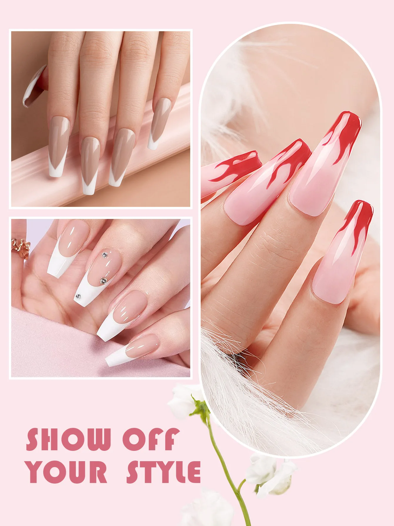 6-color acrylic nail powder set, nail art DIY art design, nail art 3D nail sculpture French nail extension, gift for women