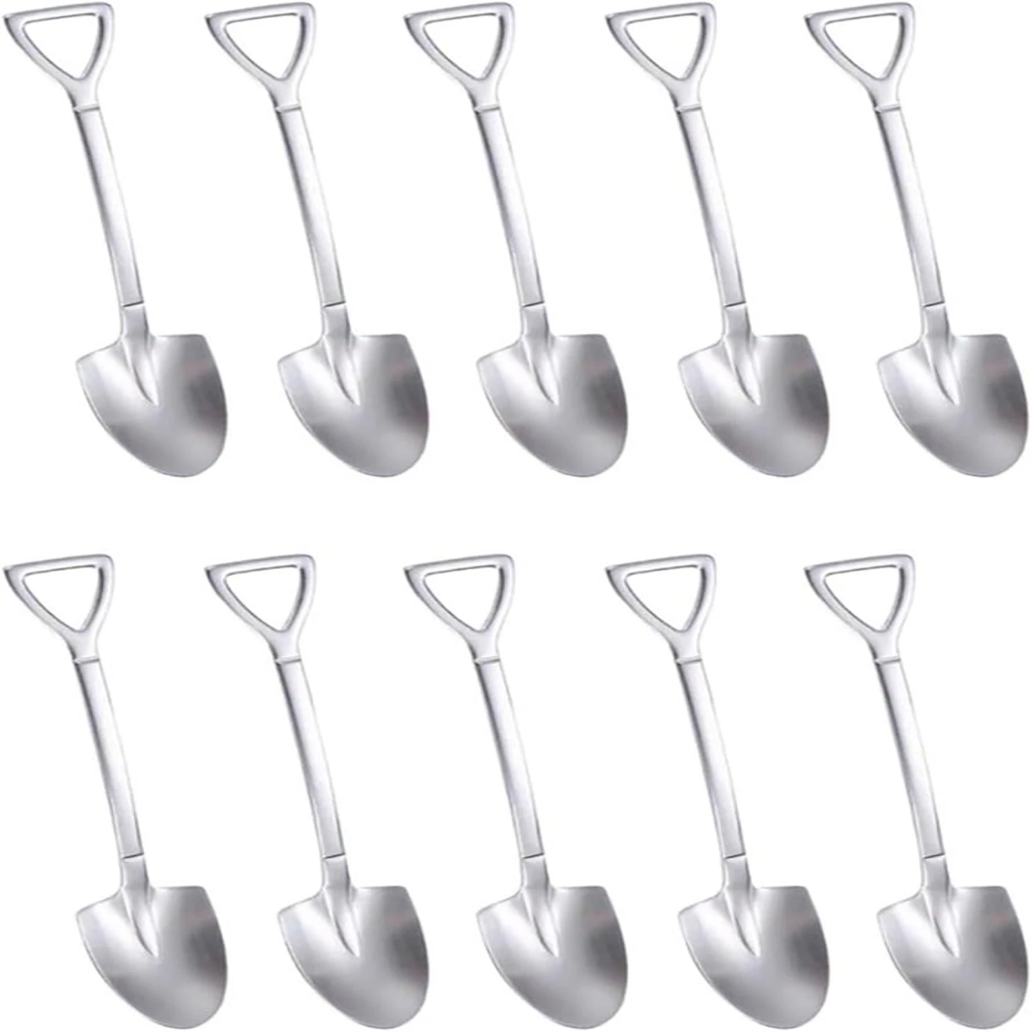 Mini Shovel Spoons Stainless Steel Ice Cream Yogurt Spoons Set of 10